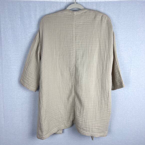 Hammacher Schlemmer Top Soft Touch Turkish Cotton Gauze Kimono Cardigan Capsule - Picture 4 of 6